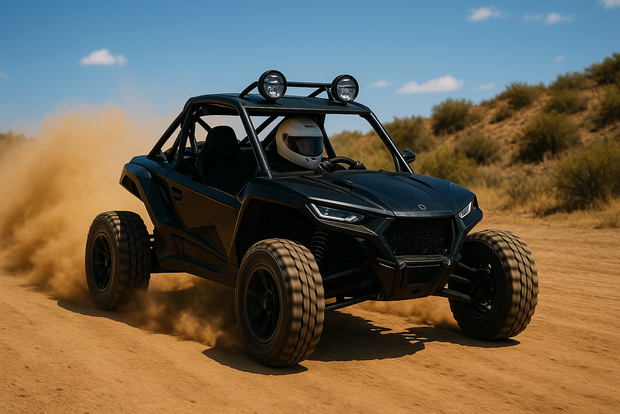 Buggy met buggyverzekering door gravel Buggy met buggyverzekering door gravel